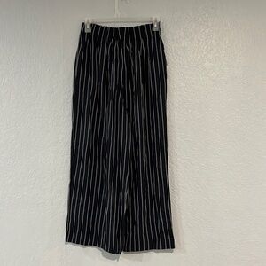 ZARA Striped Wide Leg Trouser Navy Blue